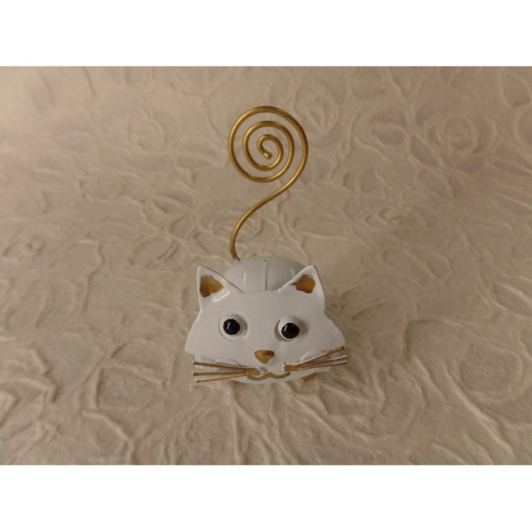 Chat blanc porte photo en métal
