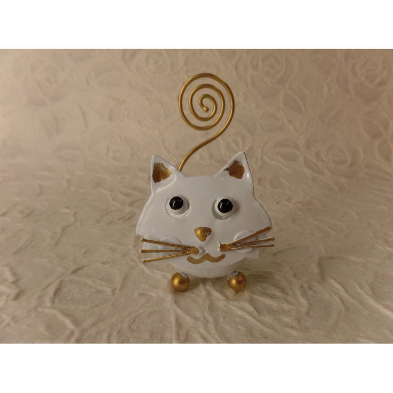 Chat blanc porte photo en métal