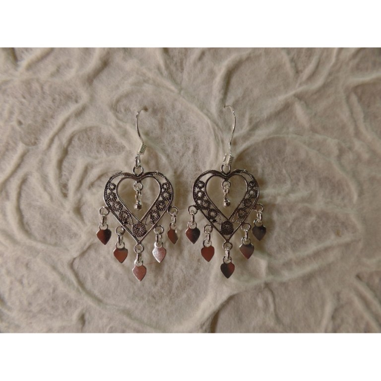 Boucles d'oreilles ethnik coeurs pampilles coeurs