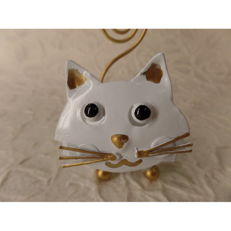 Chat blanc porte photo en métal