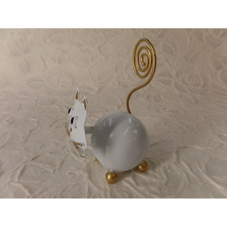 Chat blanc porte photo en métal