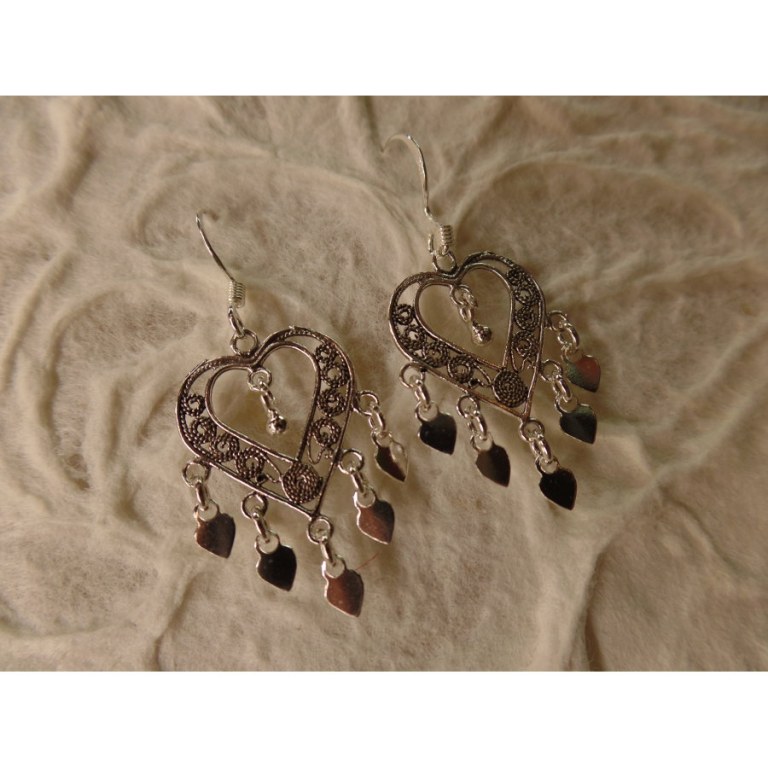 Boucles d'oreilles ethnik coeurs pampilles coeurs