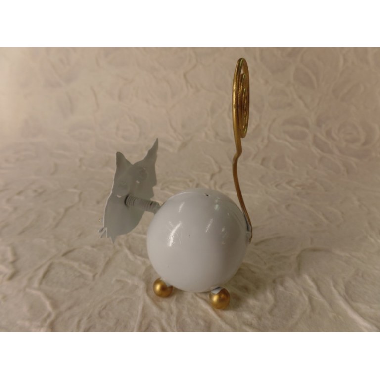 Chat blanc porte photo en métal