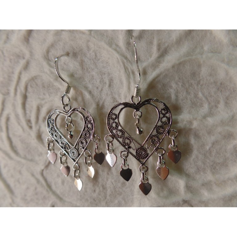 Boucles d'oreilles ethnik coeurs pampilles coeurs