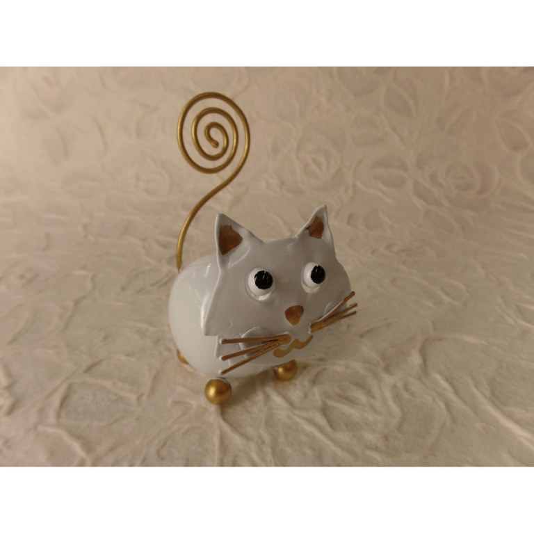 Chat blanc porte photo en métal