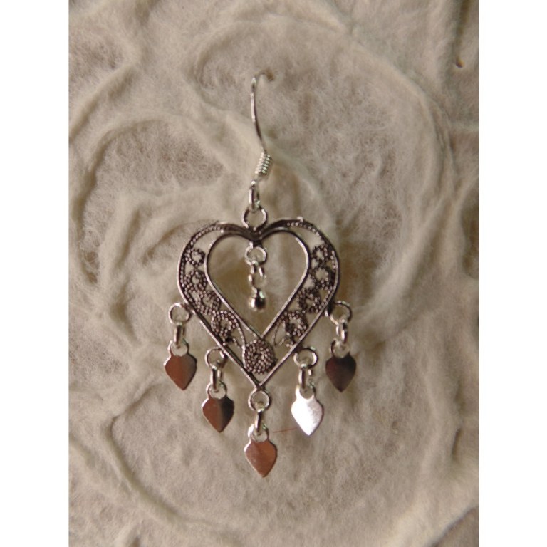 Boucles d'oreilles ethnik coeurs pampilles coeurs