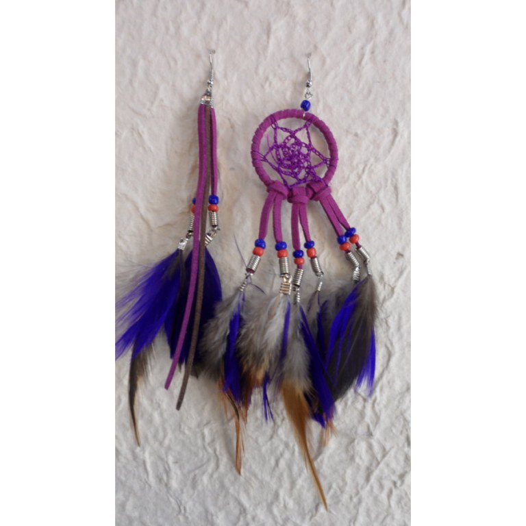 Boucles d'oreilles dreamcatcher originality mauve