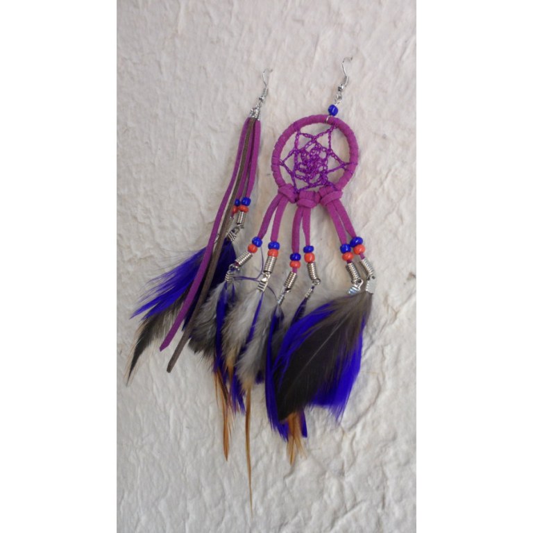 Boucles d'oreilles dreamcatcher originality mauve