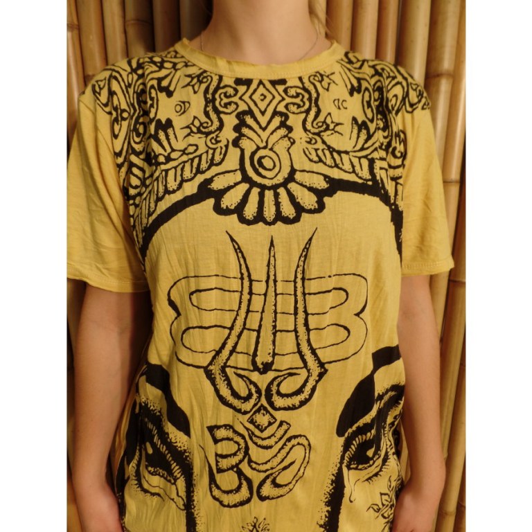 Tee shirt jaune vif éléphant aum