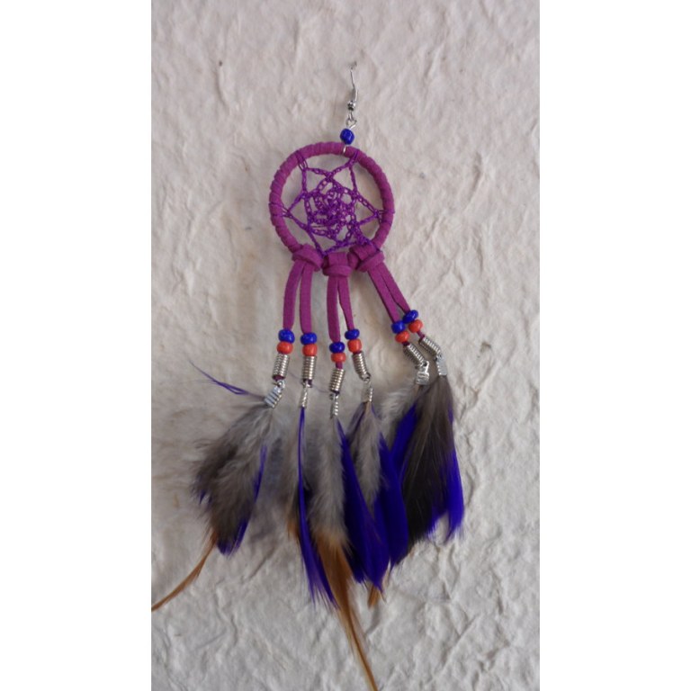 Boucles d'oreilles dreamcatcher originality mauve