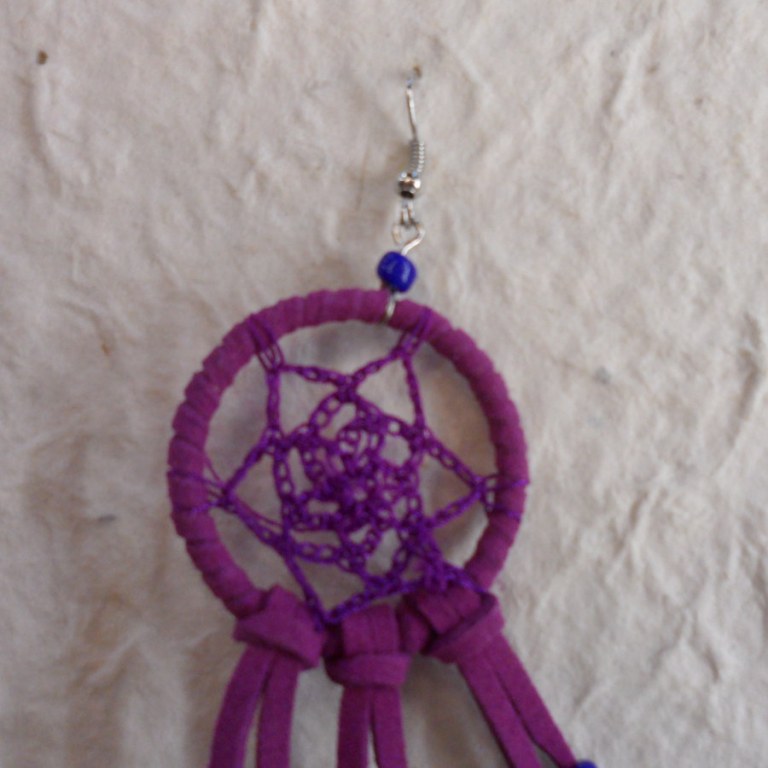 Boucles d'oreilles dreamcatcher originality mauve