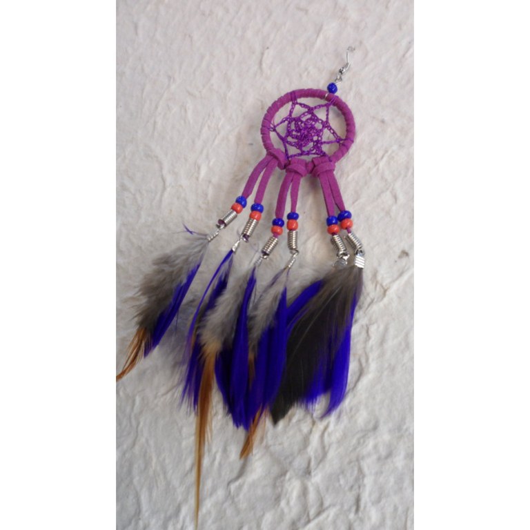 Boucles d'oreilles dreamcatcher originality mauve