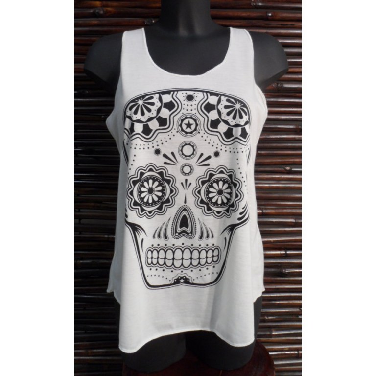 Débardeur femme noir & blanc santa muerte