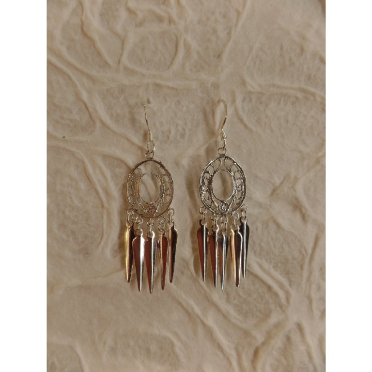 Boucles d'oreilles ethnik ovales longues pampilles 