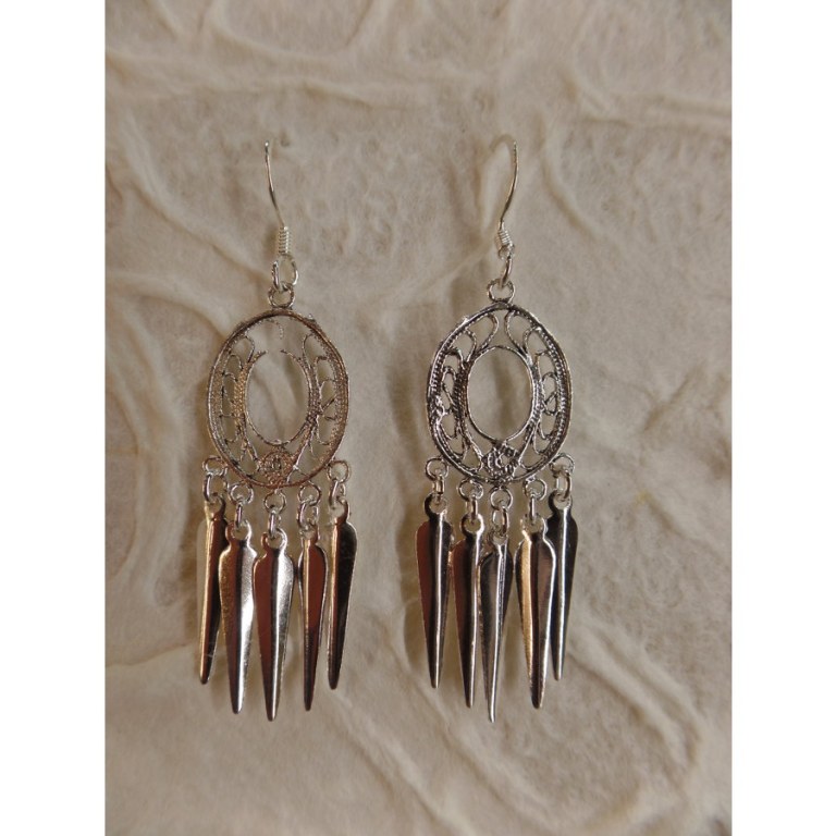 Boucles d'oreilles ethnik ovales longues pampilles 