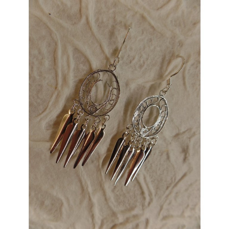 Boucles d'oreilles ethnik ovales longues pampilles 