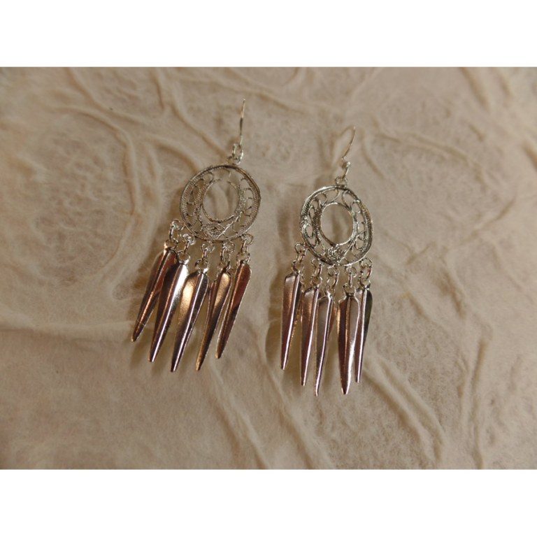 Boucles d'oreilles ethnik ovales longues pampilles 