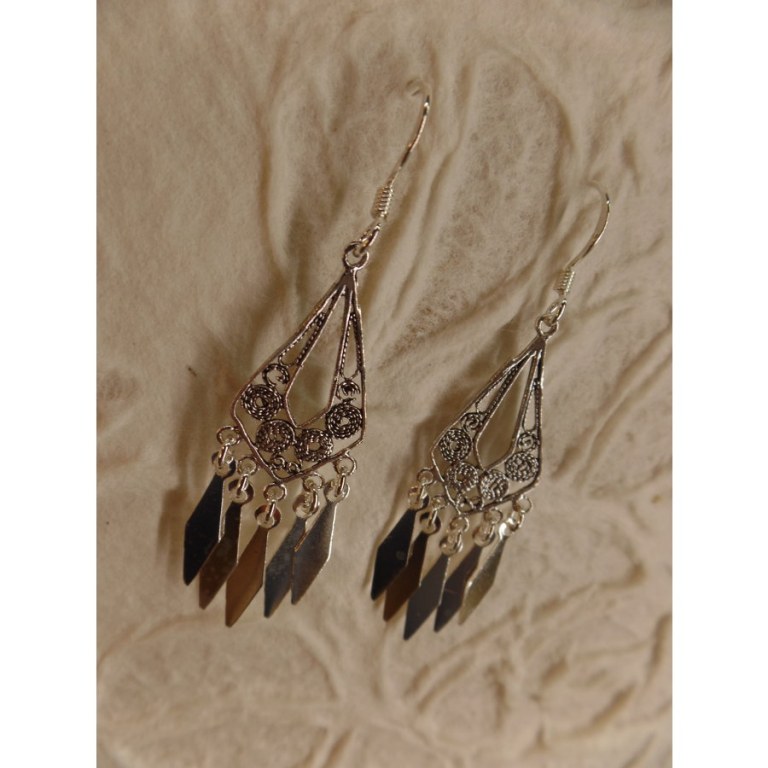 Boucles d'oreilles ethnik pluie pampilles losange