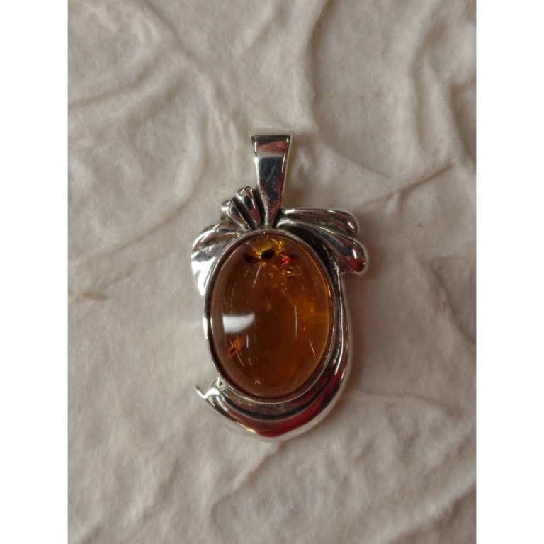 Pendentif oeuf argent et ambre 