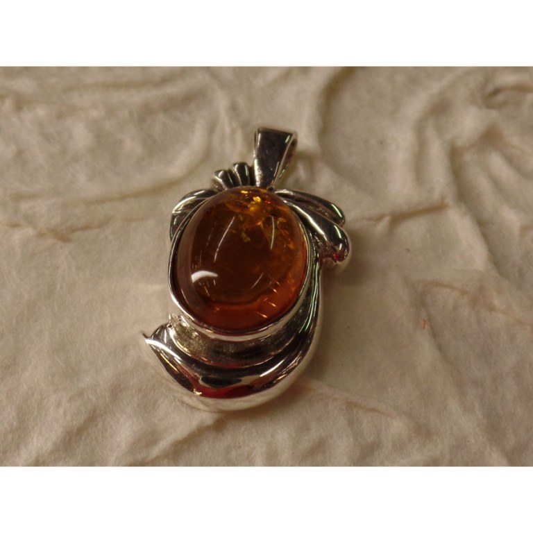 Pendentif oeuf argent et ambre 