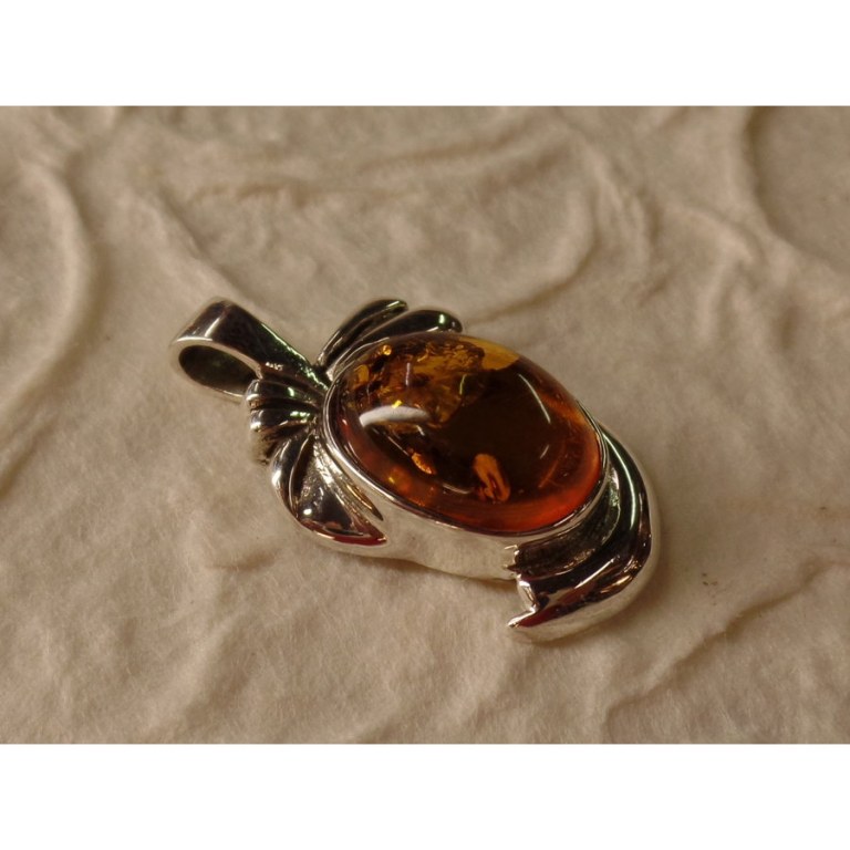 Pendentif oeuf argent et ambre 