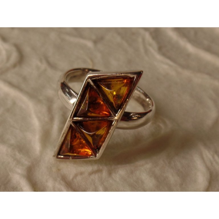 Bague zig zag argent et ambre