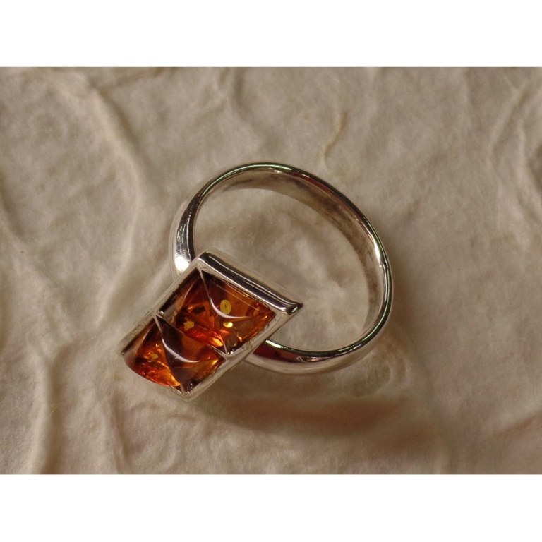 Bague zig zag argent et ambre