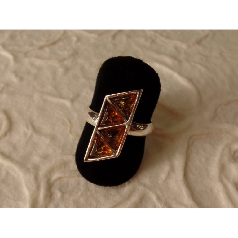 Bague zig zag argent et ambre