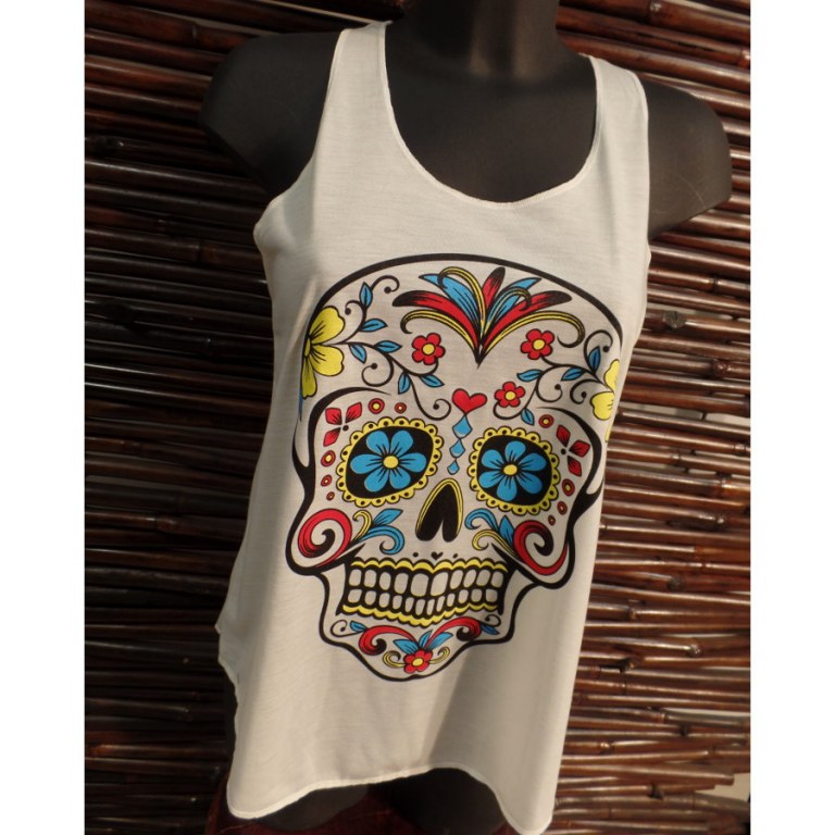 Débardeur blanc Santa Muerte color