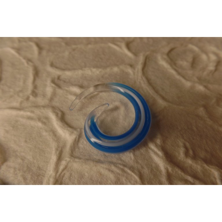 Elargisseur d'oreille bleu/translucide spirale 