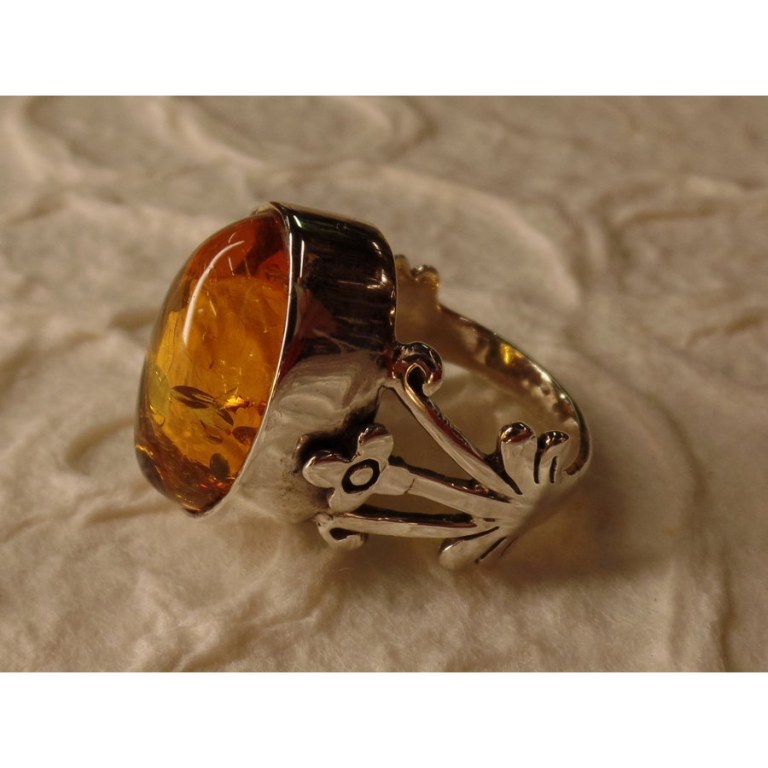 Bague floralie argent et ambre