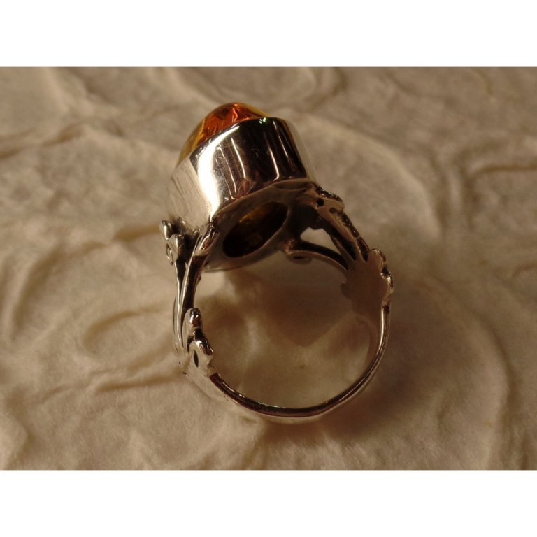 Bague floralie argent et ambre