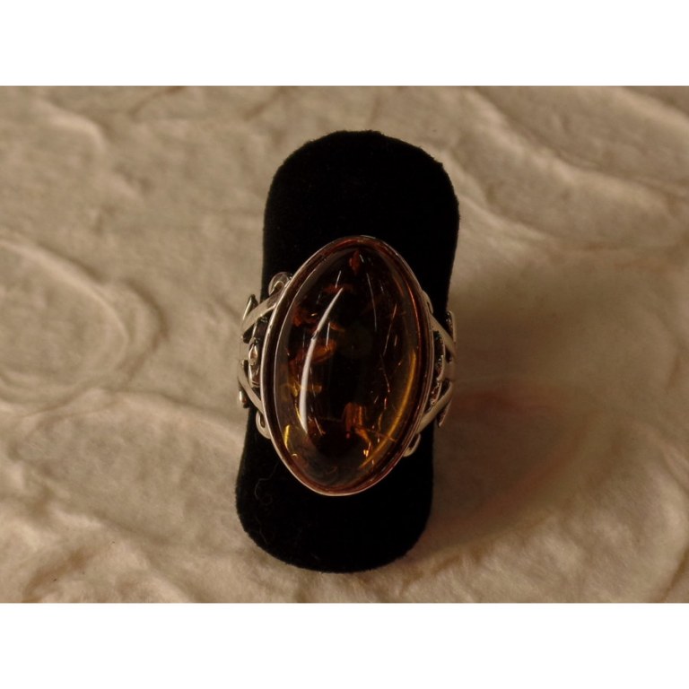 Bague floralie argent et ambre