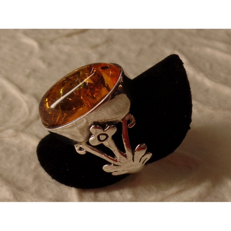 Bague floralie argent et ambre