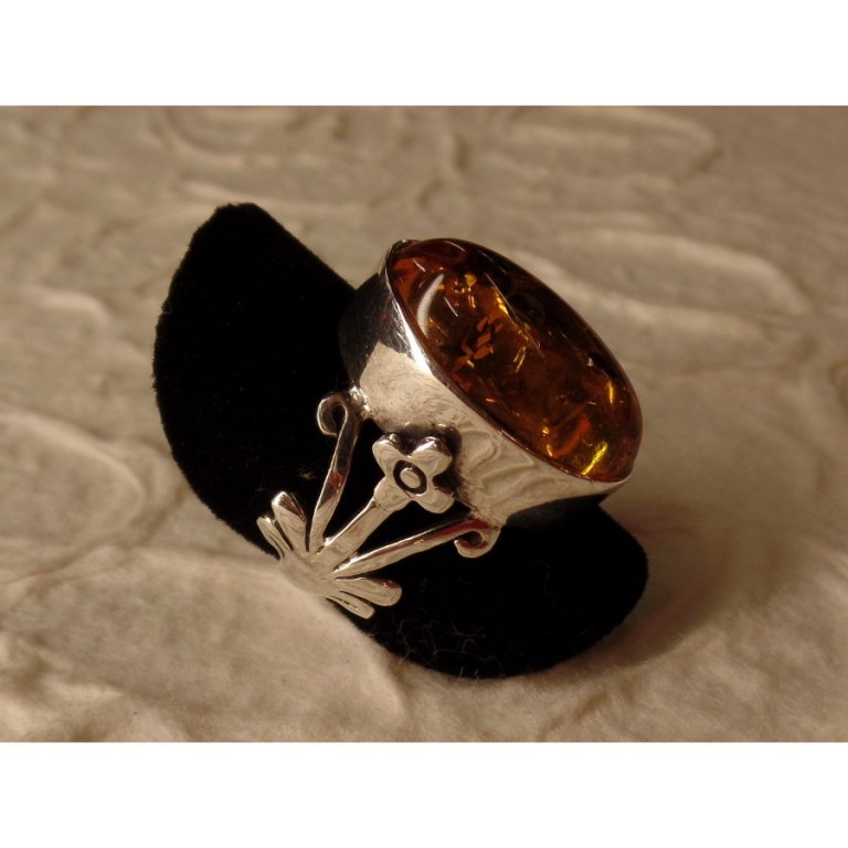 Bague floralie argent et ambre