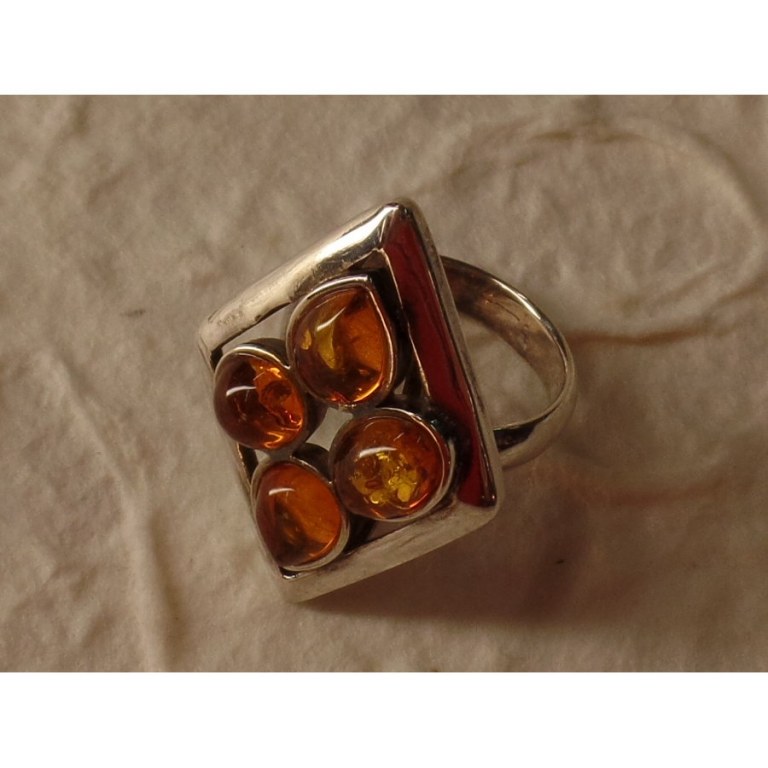 Bague losange argent et ambre