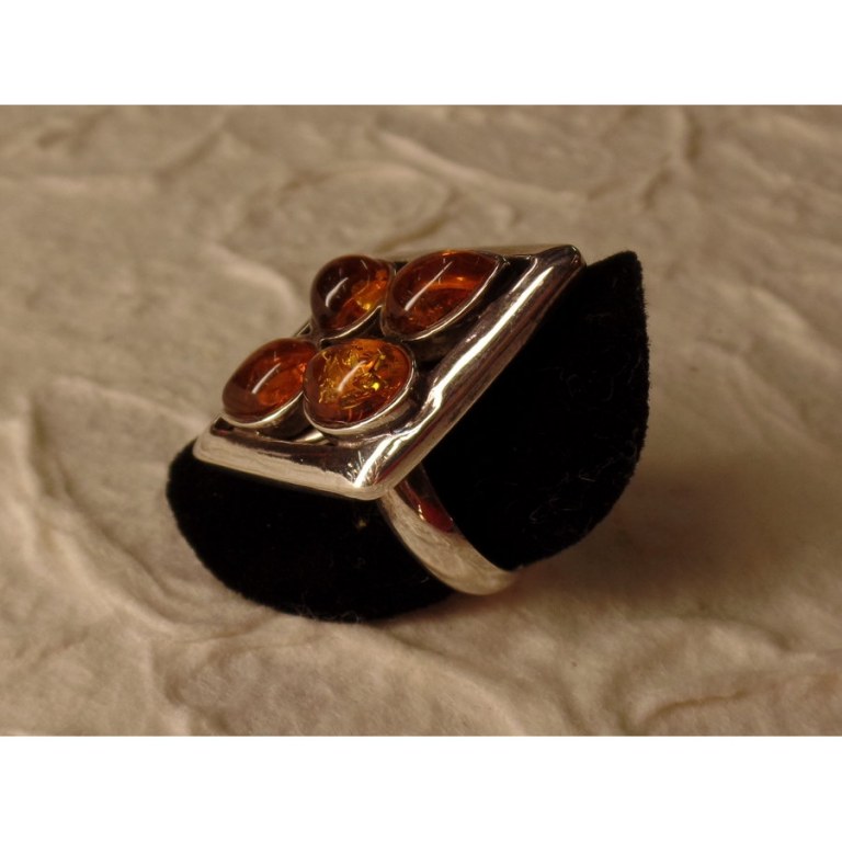 Bague losange argent et ambre