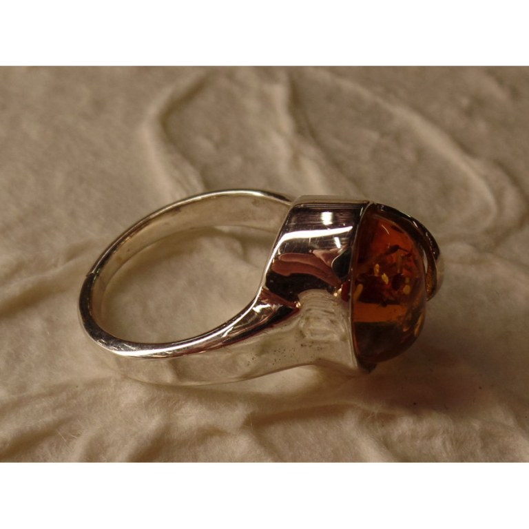 Bague chic argent et ambre