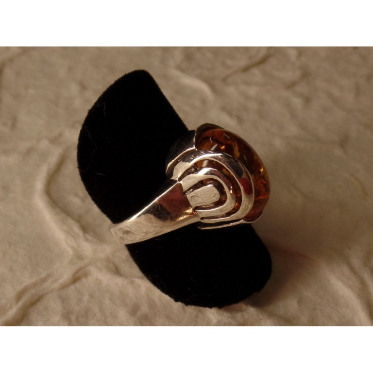 Bague chic argent et ambre