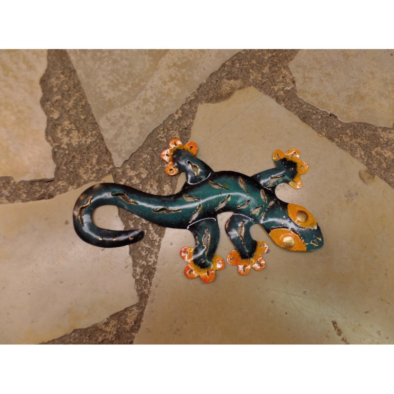 Petit gecko turquoise et orange
