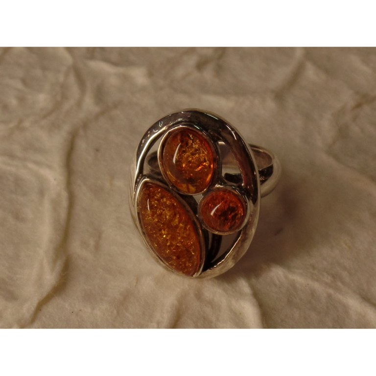 Bague amande argent et ambre