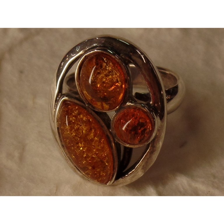 Bague amande argent et ambre