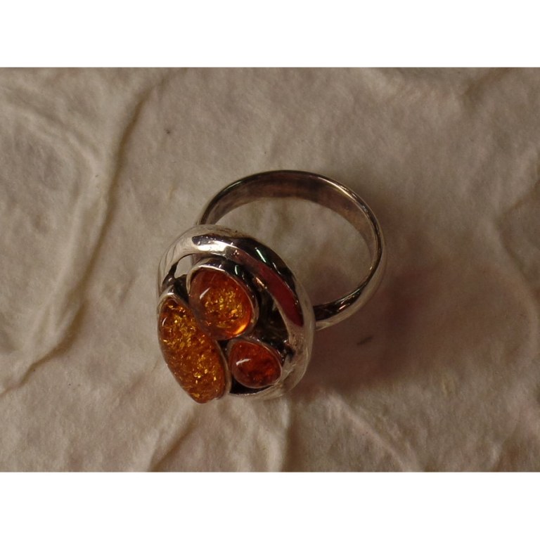 Bague amande argent et ambre