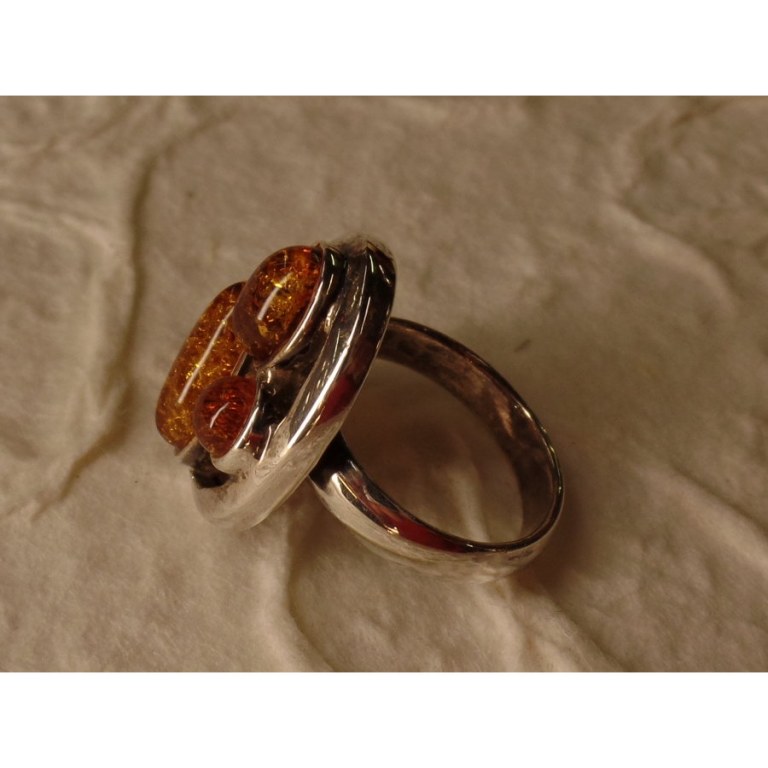 Bague amande argent et ambre