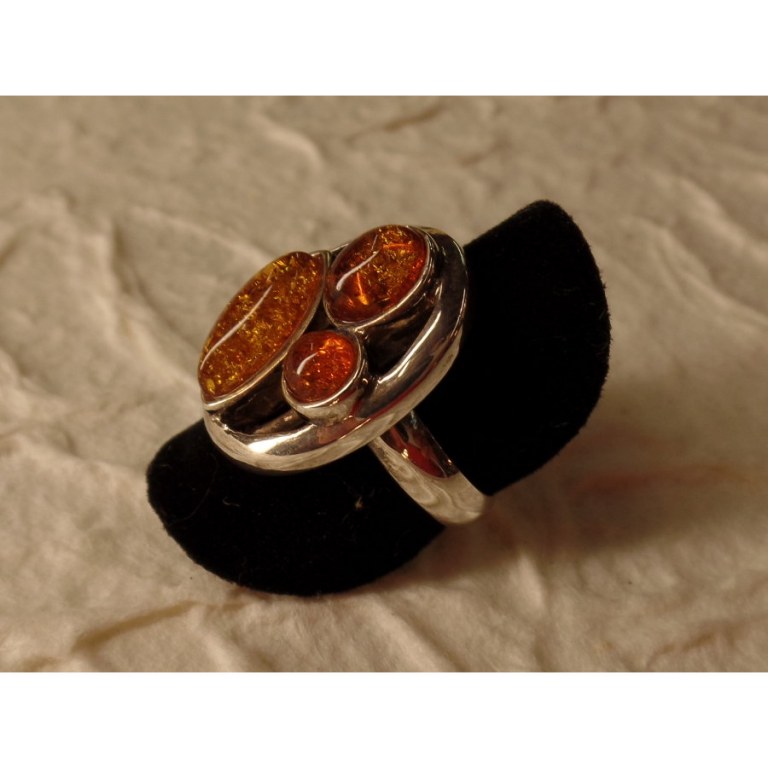 Bague amande argent et ambre