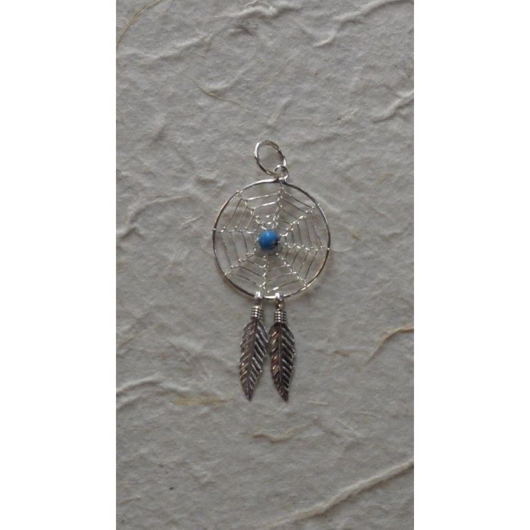 Pendentif dream catcher spider turquoise 2 cm