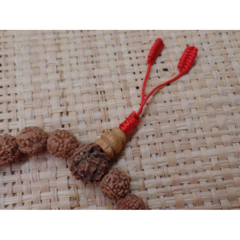 Bracelet mala 22 perles rudraksha/corail/turquoise