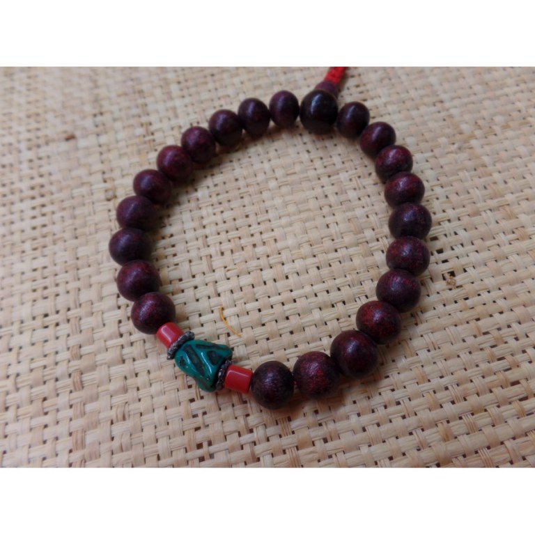 Bracelet mala rosewood/corail turquoise