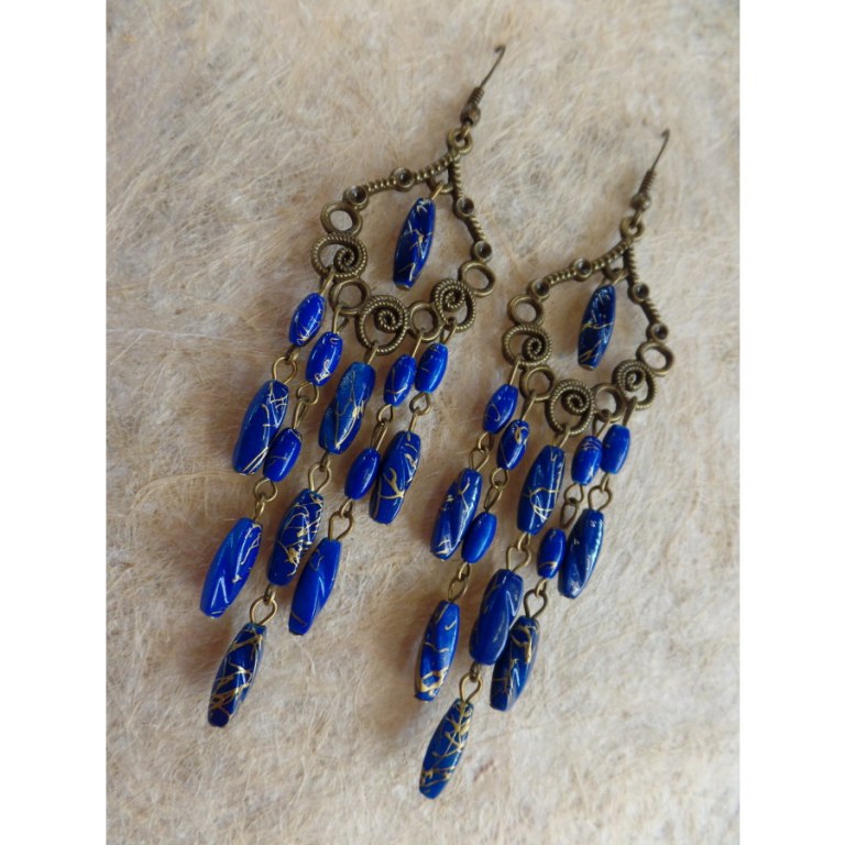 Boucles d'oreilles rani bleues