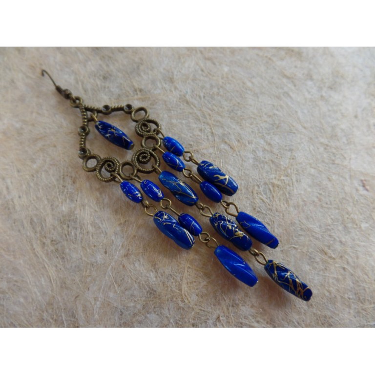 Boucles d'oreilles rani bleues